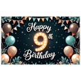 thumbnail image 1 of Colorful Balloons Birthday Banner Decorative Backdrop Kids Party Celebration for 9th Birthday, 1 of 8