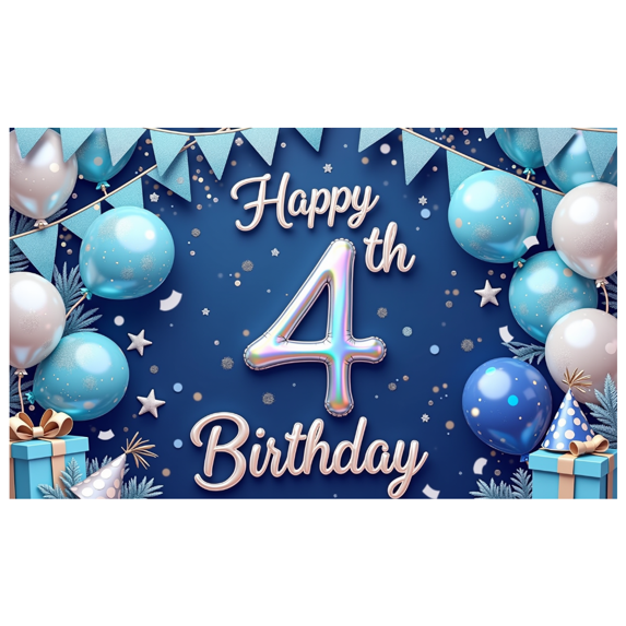 Colorful Balloons Birthday Banner Decorative Design Happy Birthday Event Decoration Backdrop for Kids Party Indoor Celebration Photography