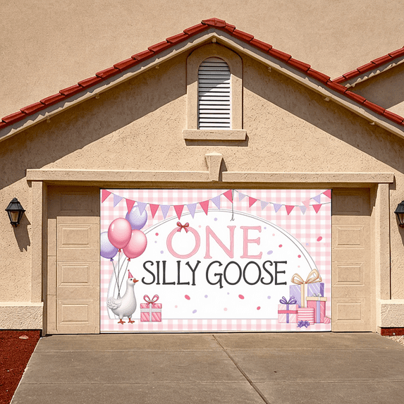 Colorful Balloons Birthday Banner Goose Animal Party Decorative Gifts Banner for Kids Celebration Fun Events Indoor Use