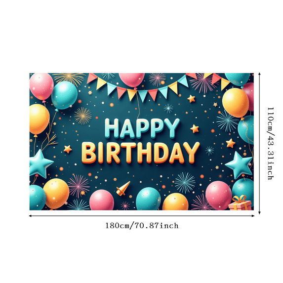 Colorful Balloons Happy Birthday Banner Decorative Design Party Backdrop Celebration Banner for Birthday Party Kids Event Photo Shoot
