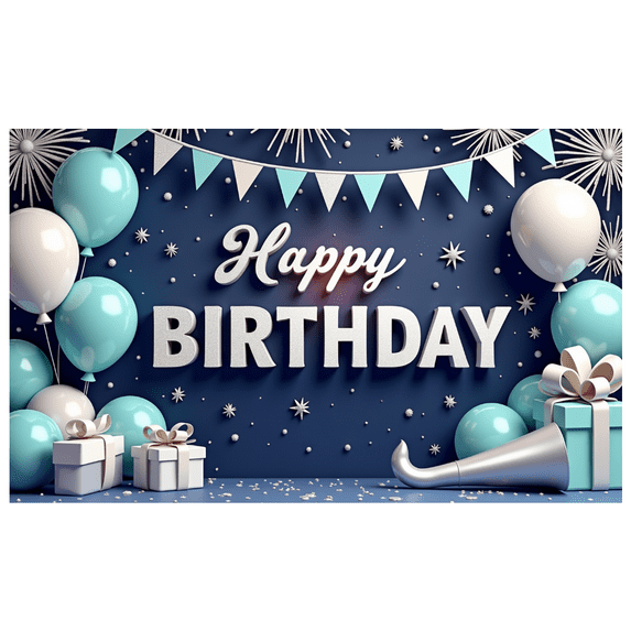 Colorful Balloons Happy Birthday Banner Decorative Design Party Backdrop Celebration Banner for Birthday Party Kids Event Photo Shoot