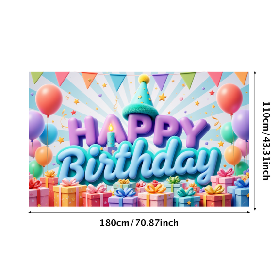 Colorful Balloons Happy Birthday Banner Gift Design Banner for Birthday Party Indoor Celebration Holiday Event