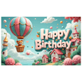 thumbnail image 1 of Colorful Balloons Happy Birthday Banner Teddy Bear Hot Air Balloon Decorative Design for Kid's Birthday Party Celebration Indoor Decoration, 1 of 8