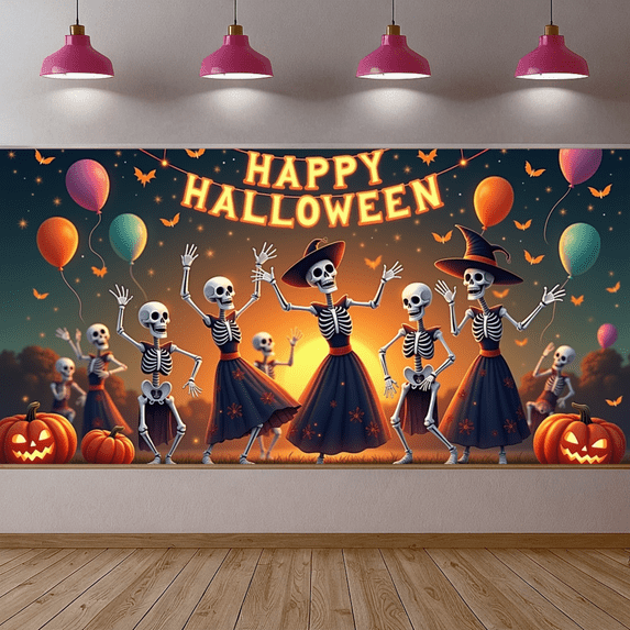 Colorful Balloons Happy Halloween Skeleton Theme Party Decoration for Halloween Party Autumn Celebration Dance Event