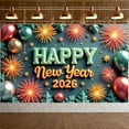 thumbnail image 1 of Colorful Balloons Happy New Year Banner 3D Letters New Year Display Teal & Orange Shiny Ornaments 2026 Backdrop for New Year Party Holiday Celebration Indoor Decoration, 1 of 9