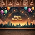 thumbnail image 1 of Colorful Balloons Happy New Year Banner Firework Design Festive Backdrop Golden Letters Shiny Sparkles Holiday Background for New Year Party Indoor Decoration Photo Shoot, 1 of 9