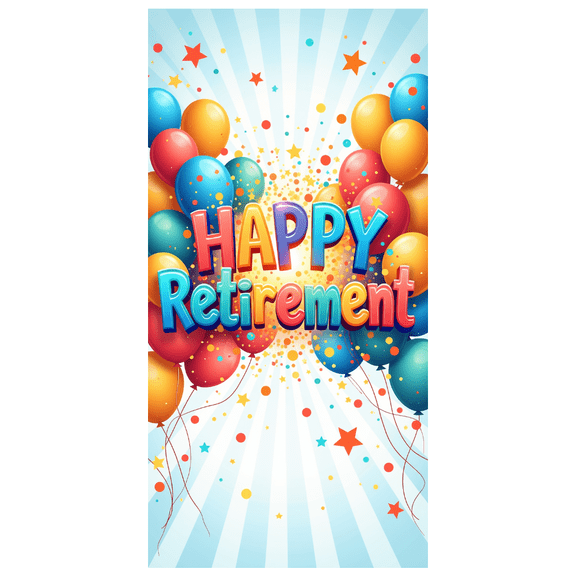 Colorful Balloons Happy Retirement Celebration Banner Party Decoration Festive Backdrop for Retirement Party Celebration Event