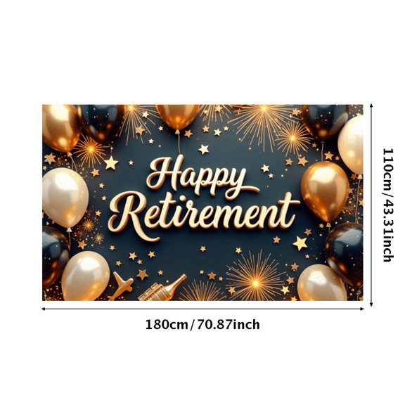 Colorful Balloons Happy Retirement Decorative Banner for Retirement Party Event Decoration Celebration