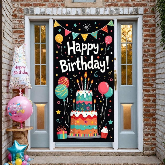 Colorful Banner Cake Theme Birthday Party Banner Balloon Decor Gift Elements Celebration Banner for Birthday Party Kids Party Indoor Celebration