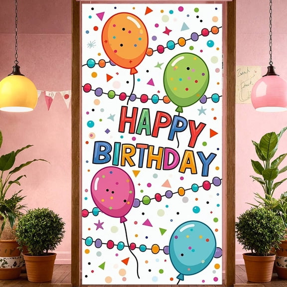 Colorful Banner Cake Theme Birthday Party Banner Balloon Decor Gift Elements Celebration Banner for Birthday Party Kids Party Indoor Celebration