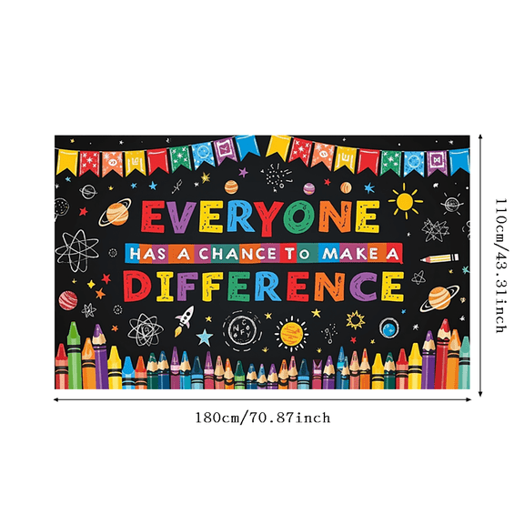 Colorful Banner Inspirational Background Outer Space Polyester Lightweight for Classroom Nursery Event