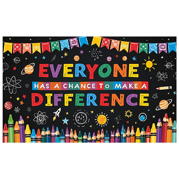 Colorful Banner Inspirational Background Outer Space Polyester Lightweight for Classroom Nursery Event