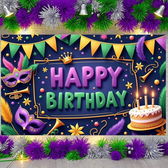 Colorful Banner Masquerade Mask Birthday Party Display Feather Decor Star Pattern Masquerade Backdrop for Birthday Party Masquerade Ball Photo Shoot