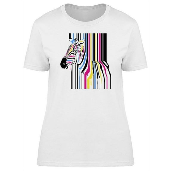 Colorful Barcode Zebra T-Shirt Women -Image by Shutterstock, Female 3X-Large