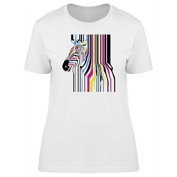 Colorful Barcode Zebra  T-Shirt Women -Image by Shutterstock, Female Medium