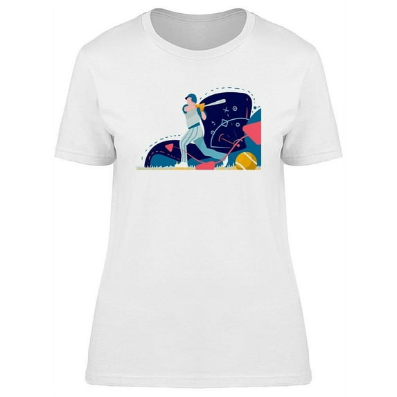 Colorful Baseball Design T-Shirt Women -Image by Shutterstock, Female Small