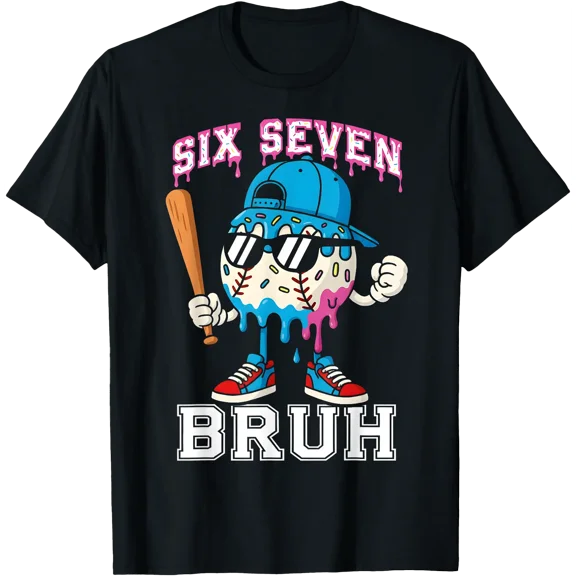 Colorful Baseball Drip Cartoon T-Shirt for Fun and Sporty Style