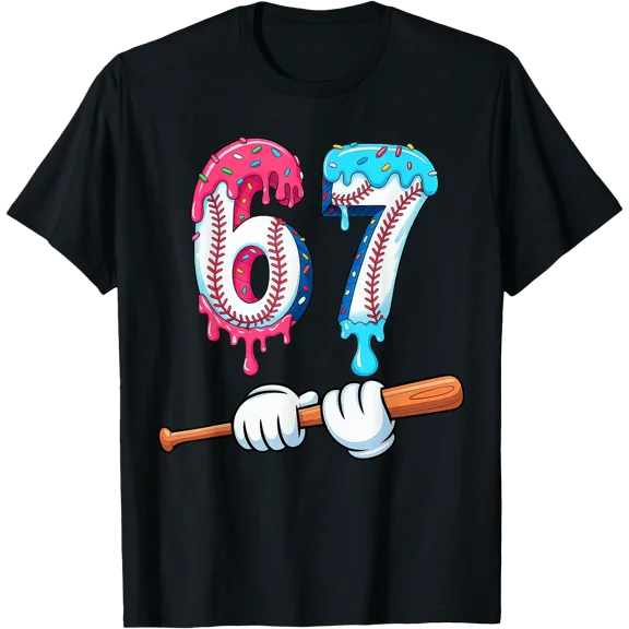 Colorful Baseball Drip Design T-Shirt for Fun and Playful Style