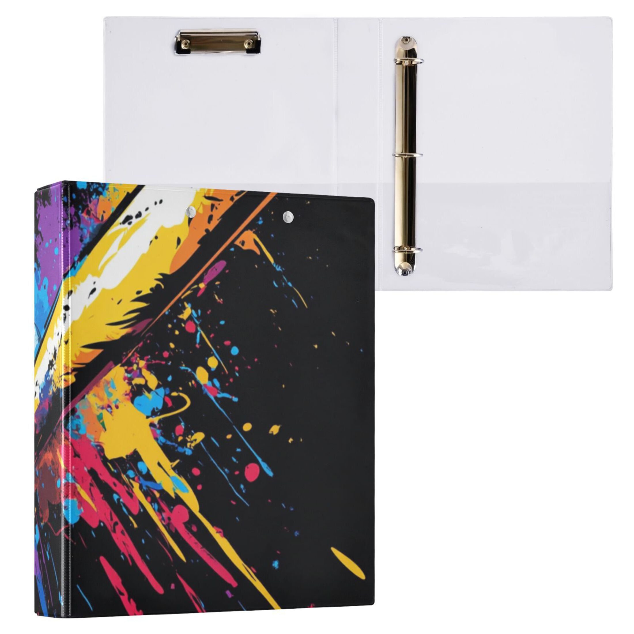 Colorful Baseball and Bat 3 Ring Binders 1.5 inch Hardcover File Folders with Interior Pockets A4 Size Organizer for School Office Hospital