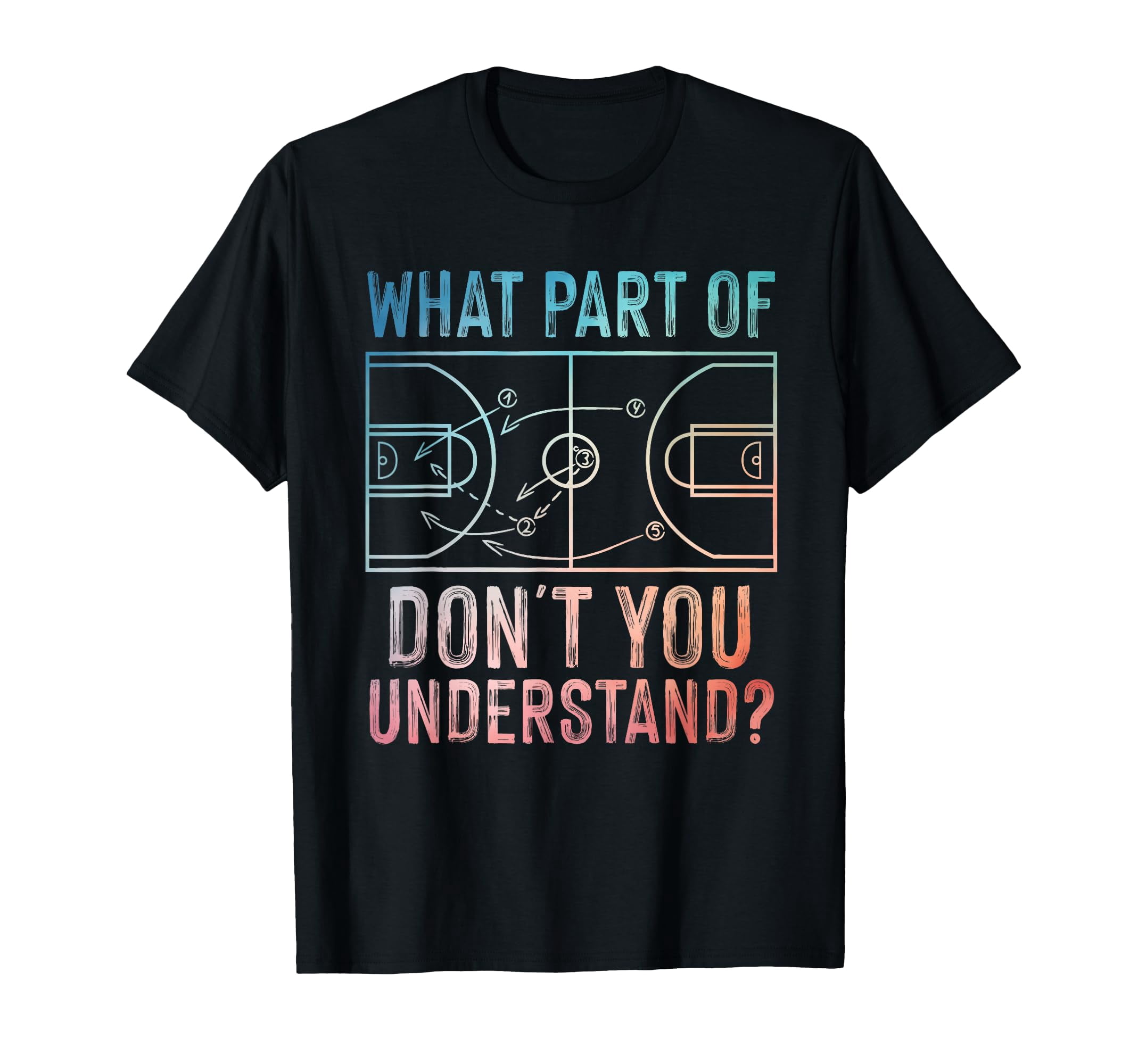Colorful Basketball Court Graphic T-Shirt for Basketball Coaches and ...
