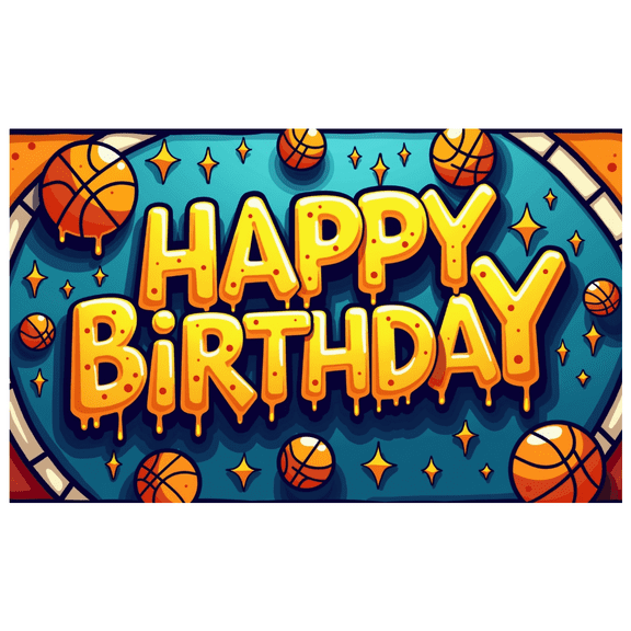 Colorful Basketball Themed Happy Birthday Banner Background Party Decors Backdrop for Birthday Party Photography Props Kids Room Decorations