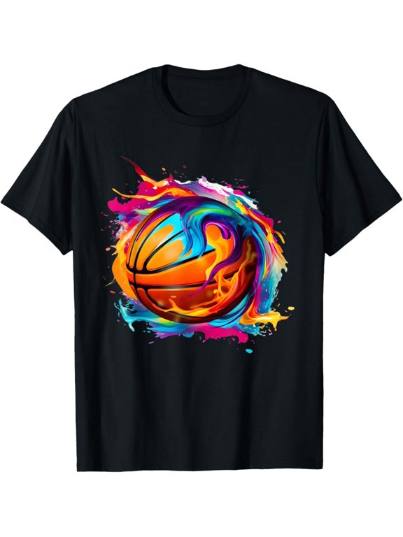 Colorful Basketball Tie Dye Color Splash Dunk Graphic T-Shirt