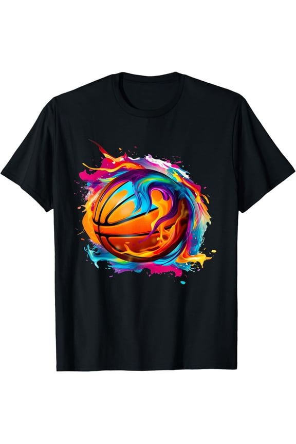 Colorful Basketball Tie Dye Color Splash Dunk Graphic T-Shirt