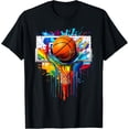 thumbnail image 1 of Colorful Basketball Tie Dye Color Splash Hoop Net Slam Dunk T-Shirt, 1 of 7