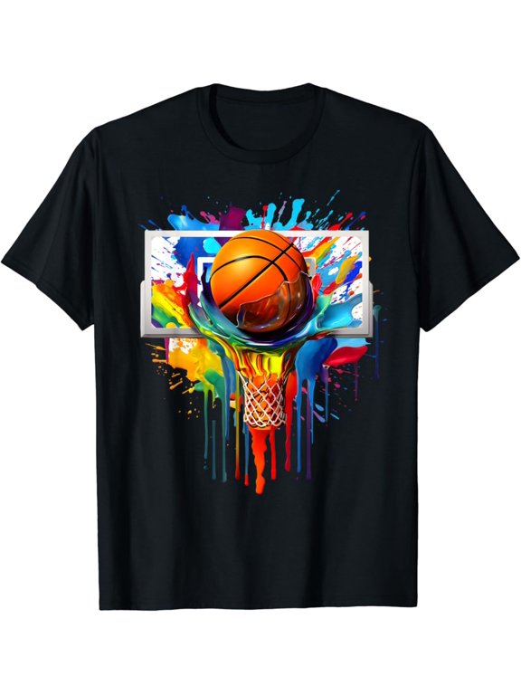 Colorful Basketball Tie Dye Color Splash Hoop Net Slam Dunk T-Shirt