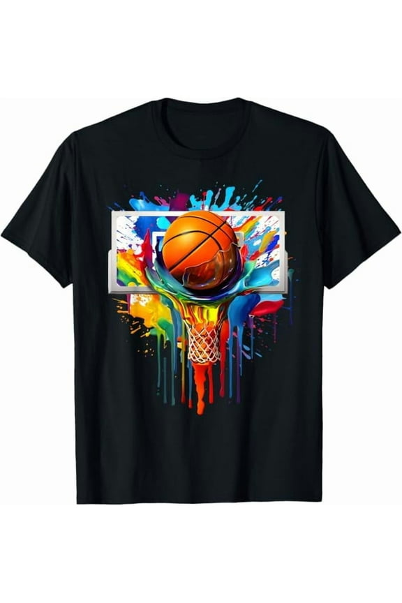 Colorful Basketball Tie Dye Color Splash Net Slam Dunk T-Shirt