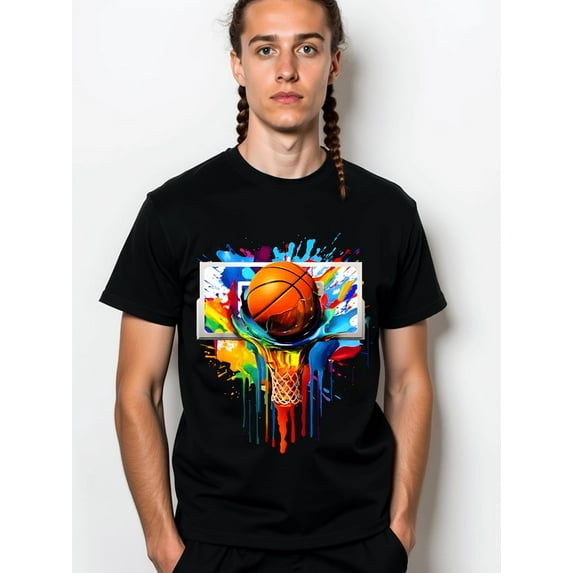 Colorful Basketball Tie Dye Color Splash Net Slam Dunk T-Shirt
