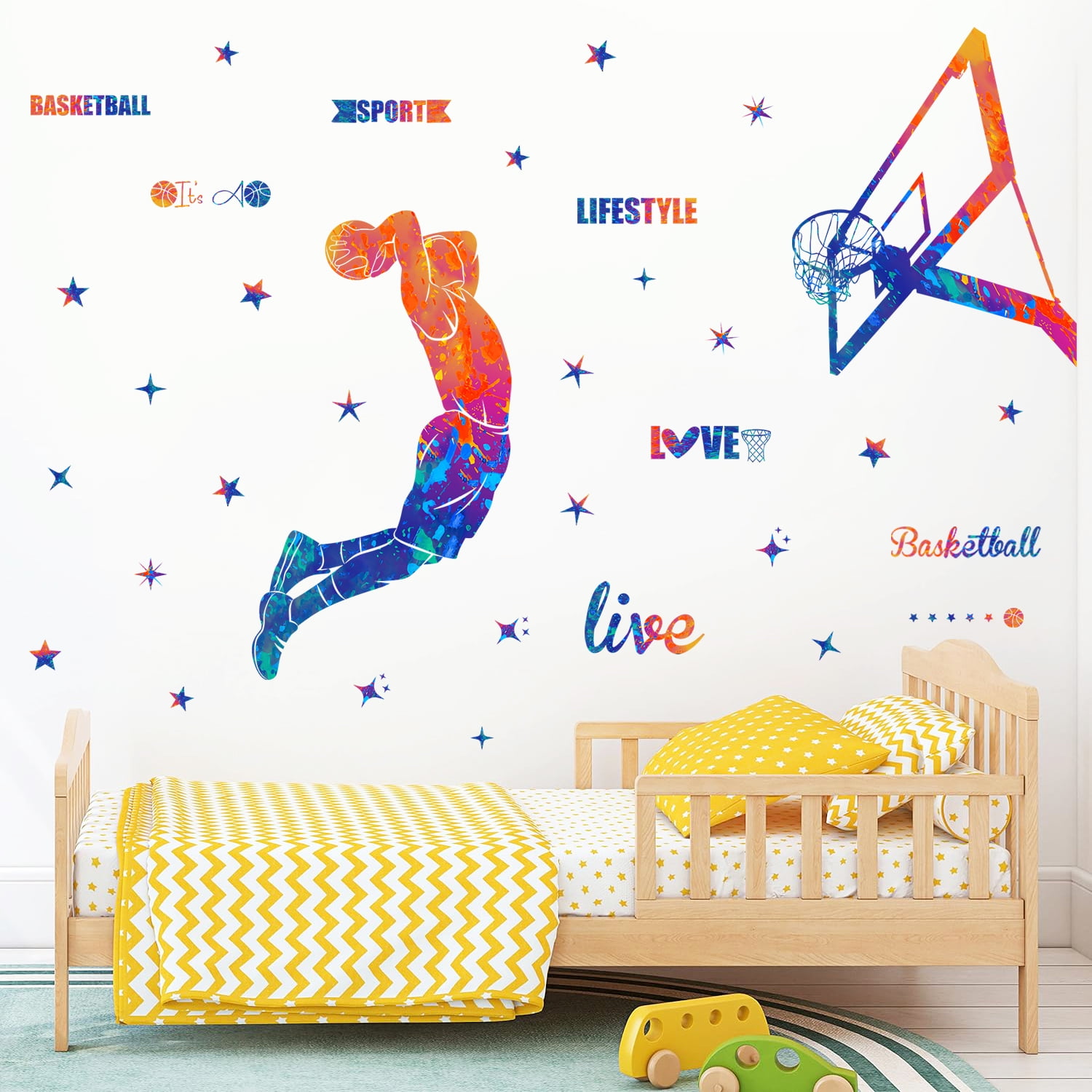 Colorful Basketball Wall Decals DIY Stars Sports Player Silhouette Wall Colorful Basketball Wall Decals DIY Stars Sports Player Silhouette Stickers Peel Stick Removable Decor Art Murals Boys Teens Bedroom Playroom Classro C4ed75af 7f60 4b84 A617