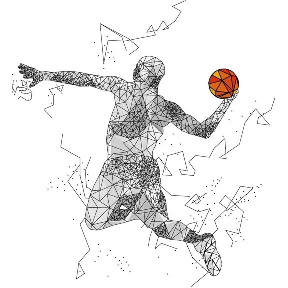 Colorful Basketball Wall Stickers Geometry Basketball Silhouette Wall Decal Gym Wall Sticker Vinyl Wall Decor Black Wallpaper for Bedroom Living Room Home Decorations Basketball Fan Gifts