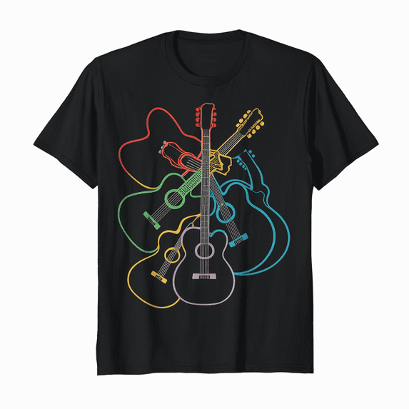 Colorful Bass Guitarist's Hands Rock and Roll Guitar Player T-Shirt