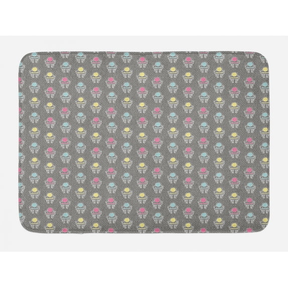 Colorful Bath Mat, Chairs and Odd Stripes Furniture Seat Modern Pattern Illustration, Plush Bathroom Decor Mat with Non Slip Backing, 29.5" X 17.5", Dimgray Multicolor, by Ambesonne