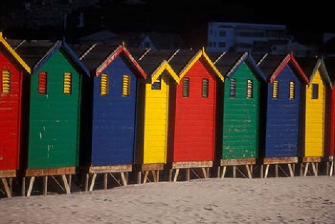 Colorful Bathing Boxes South Africa Canvas Art - Stuart Westmorland DanitaDelimont (36 x 24)