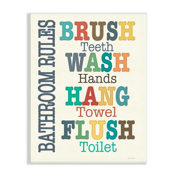 Stupell IndustriesColorful Bathroom Rules TypogWall Plaqueby Jo Moulton