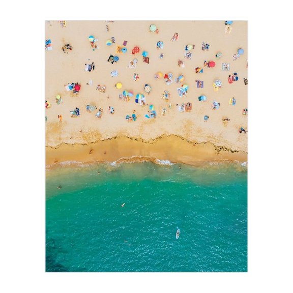 Colorful Beach Aerial Wall Art Print, 8 x 10 Unframed Poster for Home Decor