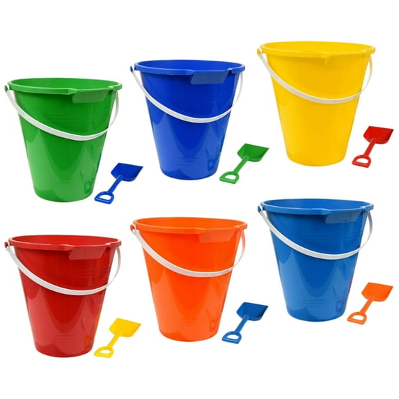 Colorful Beach Pails and Shovels, 9in (Set of 3, Colors may Vary) Plastic Sand Buckets Perfect for Beach Backyard Picnic Sandbox Outdoor Play Spring Summer Gift Kids Ages 3 and up