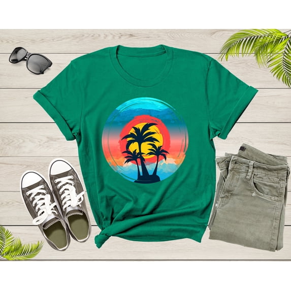 Colorful Beach Sunset Sky Palm Trees for Men Women Kids T-Shirt Summer Shirt for Men Women Kids Boys Girls Teens Summer Graphic Tshirt