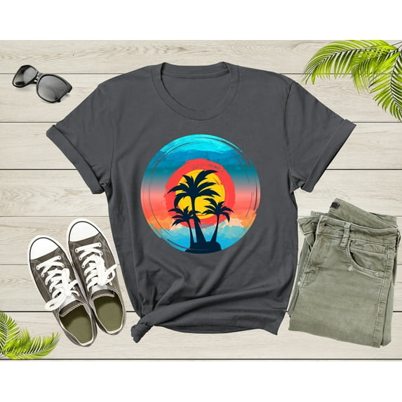 Colorful Beach Sunset Sky Palm Trees for Men Women Kids T-Shirt Summer Shirt for Men Women Kids Boys Girls Teens Summer Graphic Tshirt