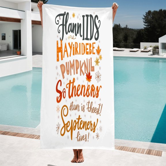 Colorful Beach Towel with Playful Text Design: ' Flann LIDS Hairyridee ' & More Perfect for Pool Travel & Bath Use