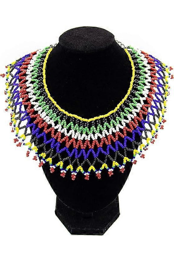 Colorful Beaded Bib Necklace Maasai Necklace South African Necklace African Necklace