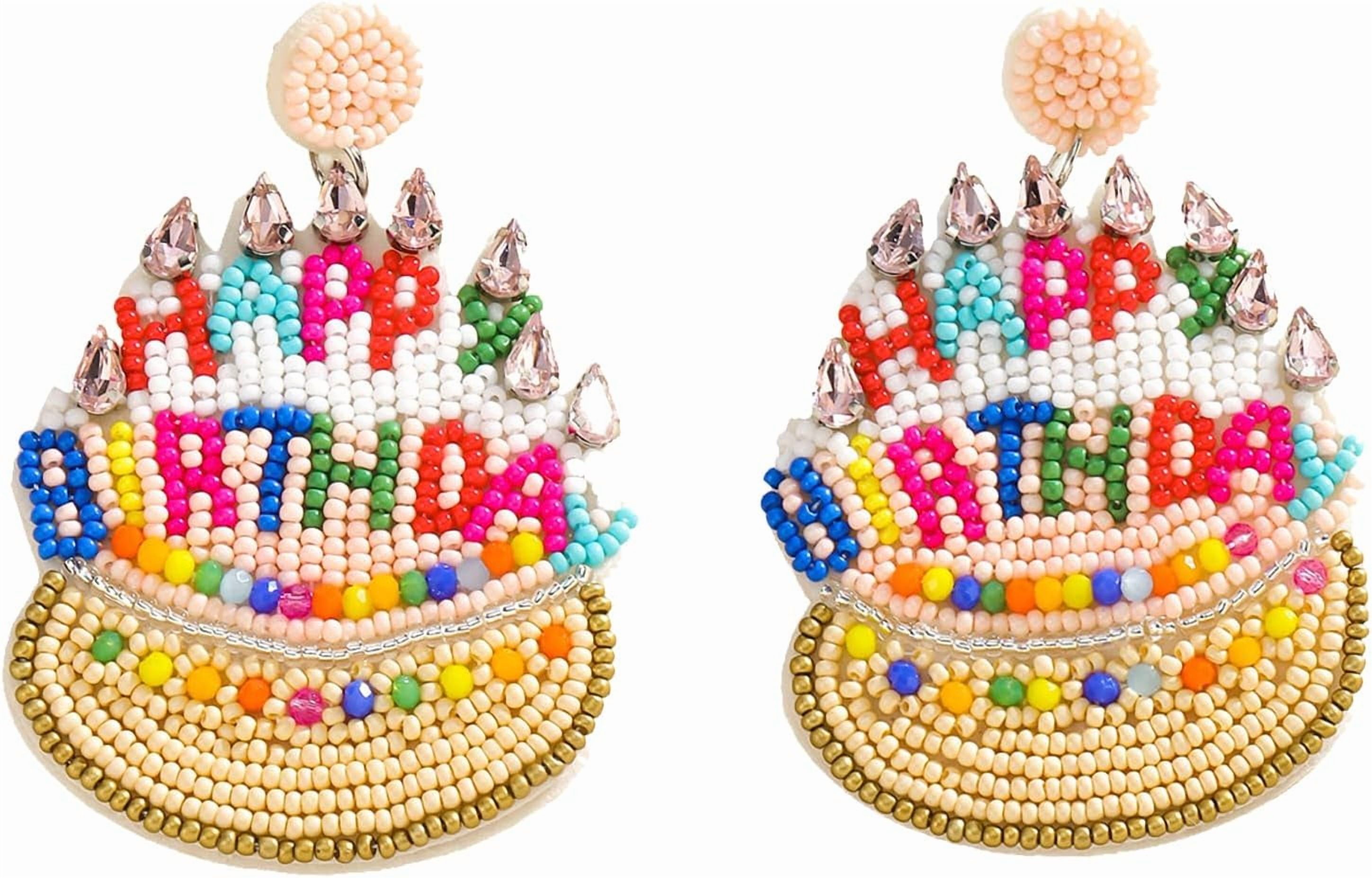 Happy Birthday Cake Dangle Earrings For Women - Colorful Acrylic Party Earrings, Birthday Gift Jewelry
