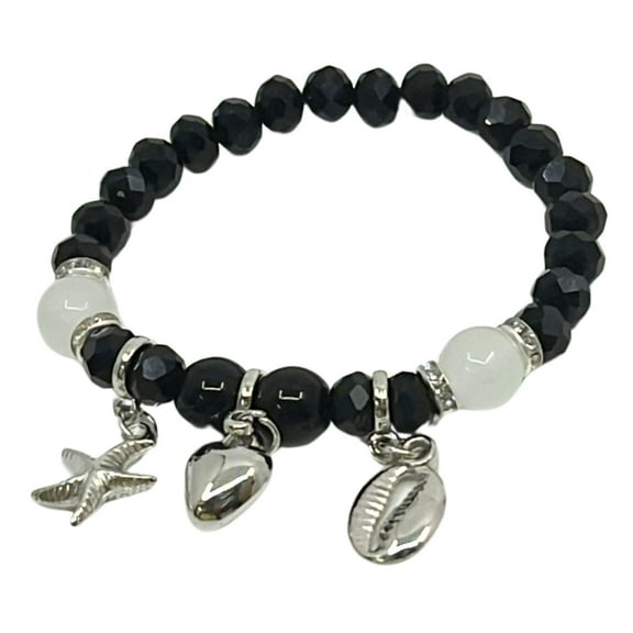 Colorful Beaded Bracelet with Three Charms : 1CT