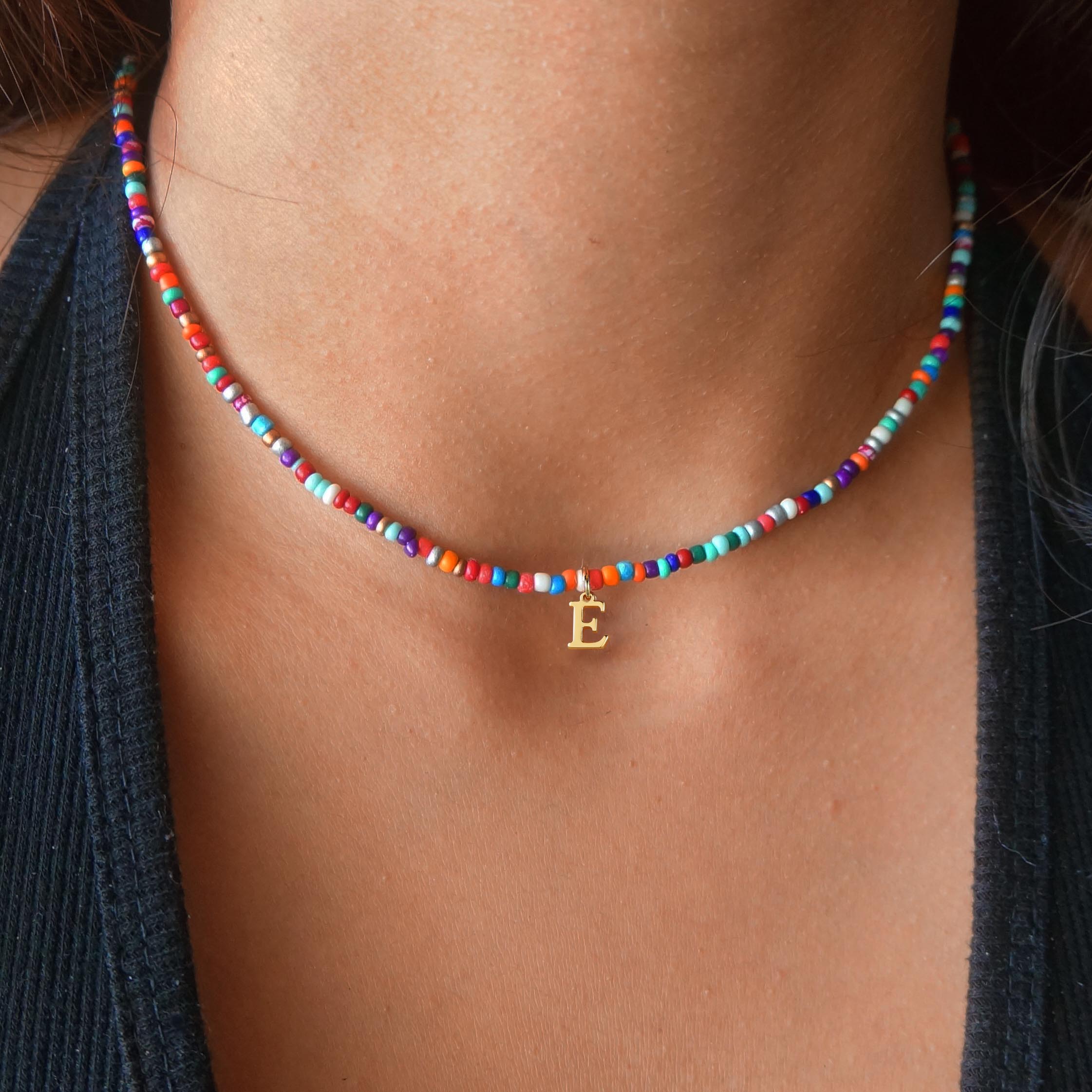 Beaded Choker Necklace For Women - Adjustable 14k Gold Plated Gemstone Necklace, Gift For Her, Teens
