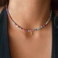 thumbnail image 1 of Colorful Beaded Initial Necklaces for Women, Handmade Beads Choker Necklace Bohemian Initial Necklaces Jewelry for Women, 1 of 7