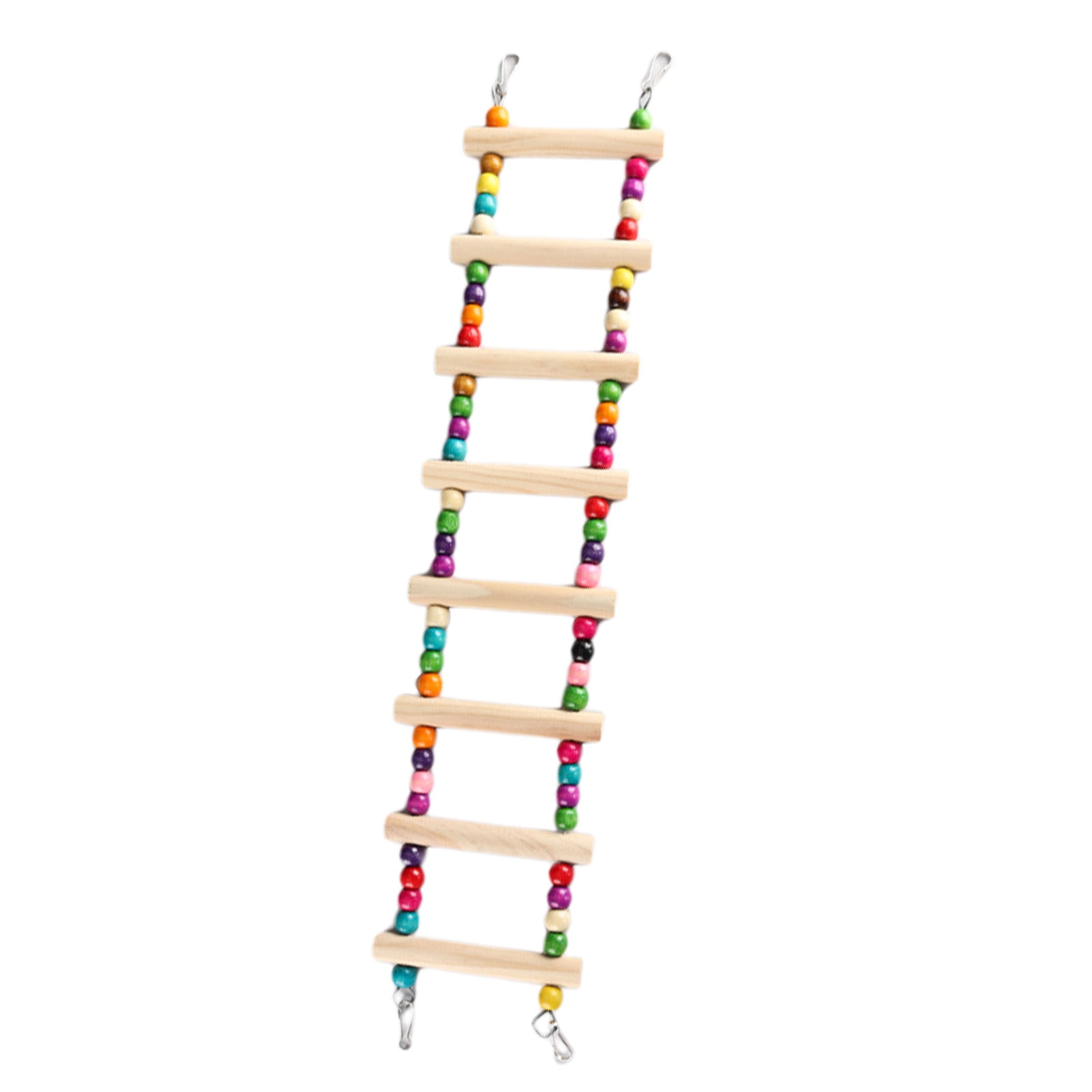 Colorful Beads Bird Ladder Natural Wood Hanging Ladder with Swing Toy
