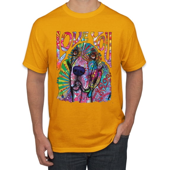 Colorful Beagle | Dogs Love You | Dean Russo Art Animal Lover Men's T-Shirt, Gold, Medium