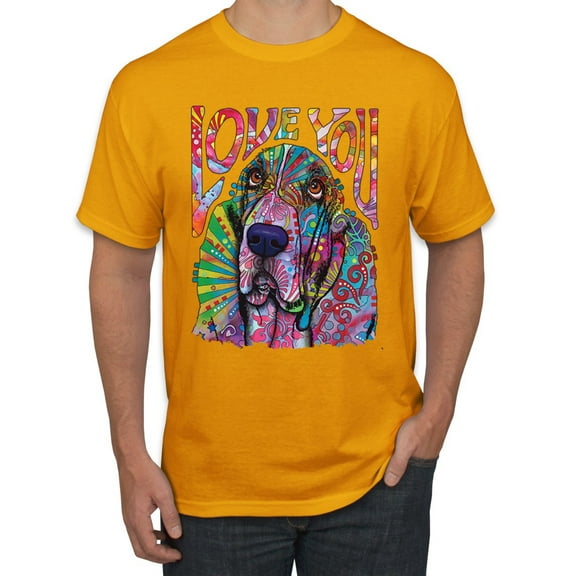 Colorful Beagle | Dogs Love You | Dean Russo Art Animal Lover Men's T-Shirt, Gold, Small